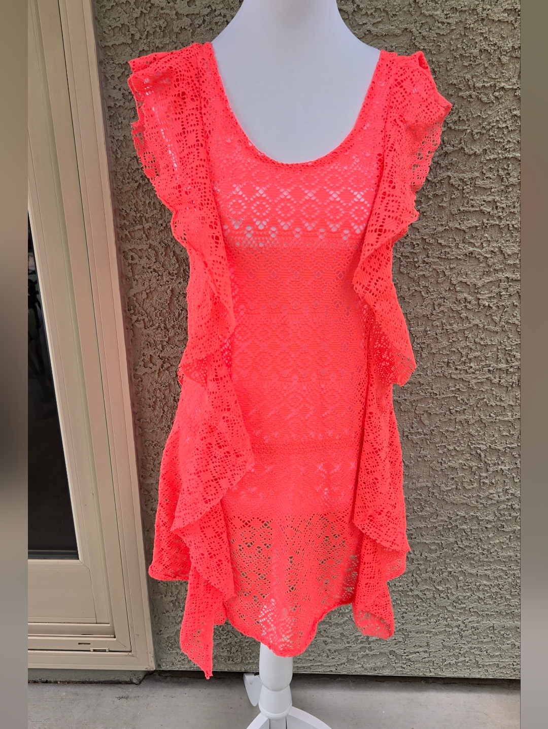 Victoria's Secret Lace Ruffle Swim Cover Nein Orange